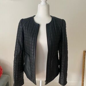 Joie Black Quilted Leather Jacket